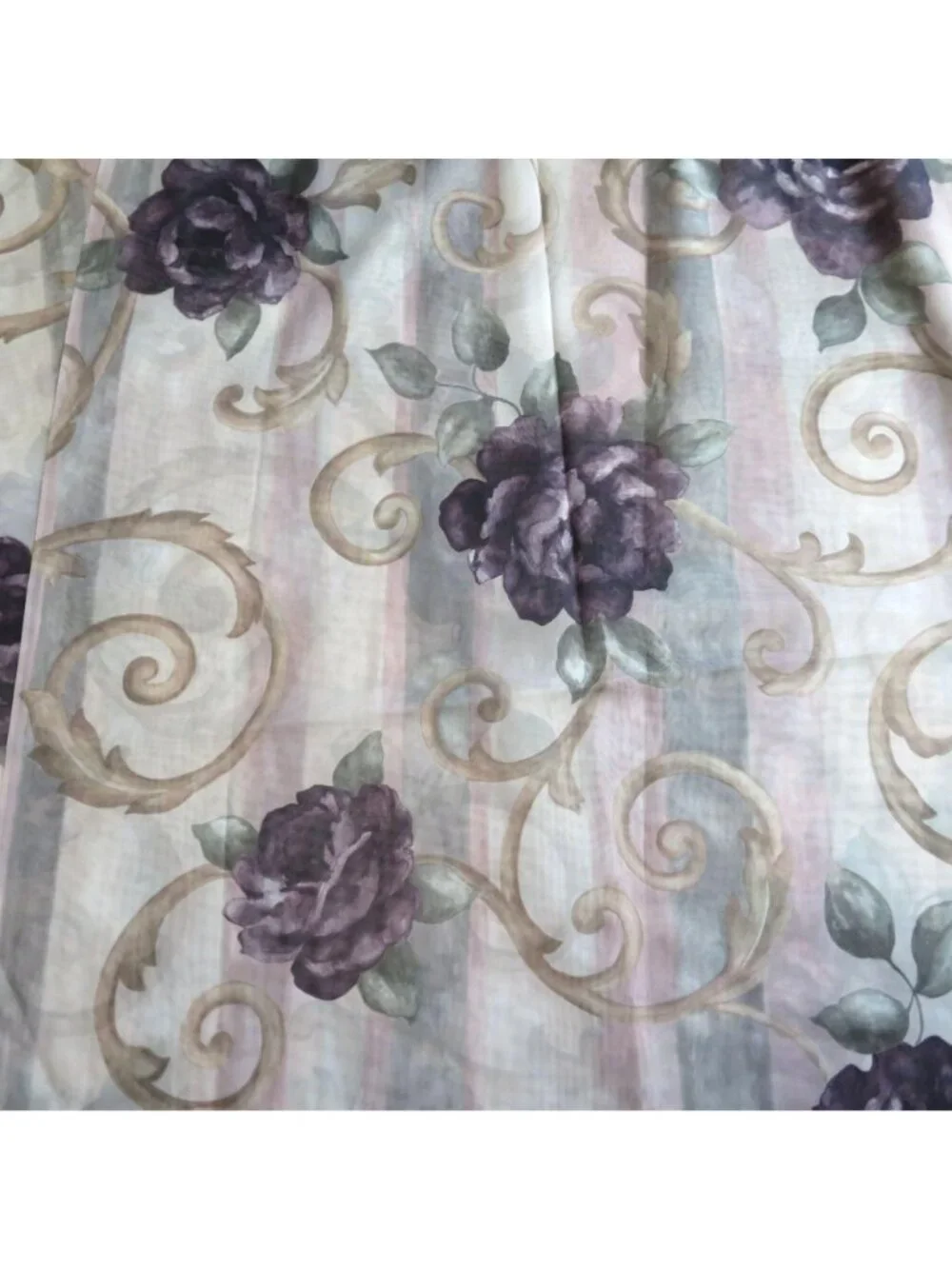 Vintage Floral Curtain Panels: Croscill Chambord Cassis Amethyst, 60